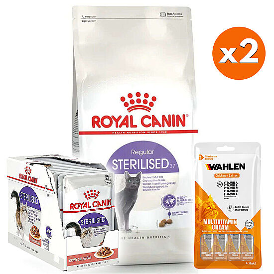 Royal Canin Sterilised Kısırlaştırılmış Kedi Maması 15 Kg x 2 Adet + 8 Paket Wahlen Ödül + 24 Adet Royal Canin Yaş Mama - 1