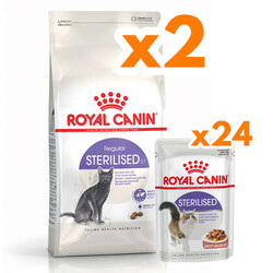 Royal Canin - Royal Canin Sterilised Kısırlaştırılmış Kedi Maması 15 Kg x 2 Adet + 24 Adet Royal Canin Yaş Mama