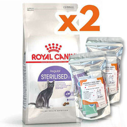 Royal Canin - Royal Canin Sterilised Kısırlaştırılmış Kedi Maması 15 Kg x 2 Adet + 2 Adet 10Lu Lolipop Kedi Ödülü + Temizlik Mendili