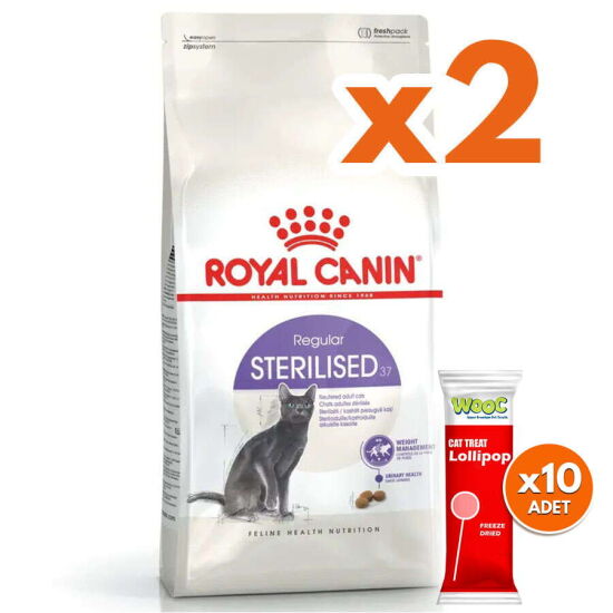 Royal Canin Sterilised Kısırlaştırılmış Kedi Maması 4 Kg x 2 Adet + 10 Adet Wooc Lolipop Ödül - 1