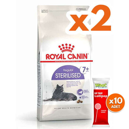 Royal Canin Sterilised +7 Kısırlaştırılmış Yaşlı Kedi Maması 1,5 Kg x 2 Adet + 10 Adet Wooc Lolipop Ödül - 1
