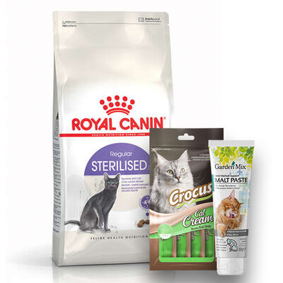 Royal Canin Sterilised Kısırlaştırılmış Kedi Maması 10 Kg + Crocus Cream 4x15 Gr + Garden Mix Paste
