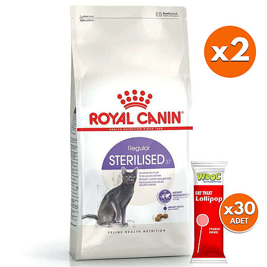 Royal Canin Sterilised Kısırlaştırılmış Kedi Maması 10 Kg x 2 Adet + 30 Adet Wooc Lolipop Ödül - 1