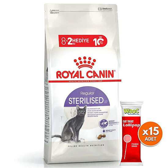 Royal Canin Sterilised Kısırlaştırılmış Kedi Maması 8+2 Kg (Toplam 10 Kg) + 15 Adet Wooc Lolipop Ödül - 1