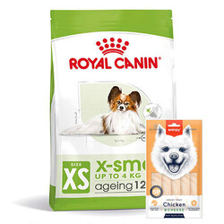 Royal Canin - Royal Canin X-Small Ageing 12 Yaş Üzeri Yaşlı Köpek Maması 1,5 Kg + Wanpy Creamy Treat 5x14 Gr