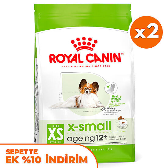 Royal Canin X-Small Ageing 12 Yaş Üzeri Yaşlı Köpek Maması 1.5 Kg x 2 Adet + Temizlik Mendili - 1