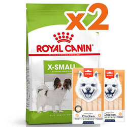 Royal Canin - Royal Canin X-Small Küçük Irk Köpek Maması 1,5 Kg x 2 Adet + 2 Adet Wanpy Creamy Treat 5x14 Gr