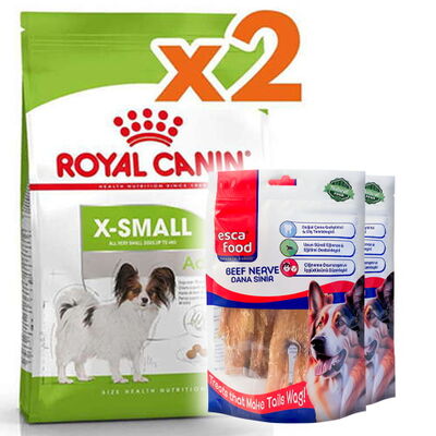 Royal Canin X-Small Küçük Irk Köpek Maması 1,5 Kg x 2 Adet + 2 Adet Esca Food Köpek Ödülü