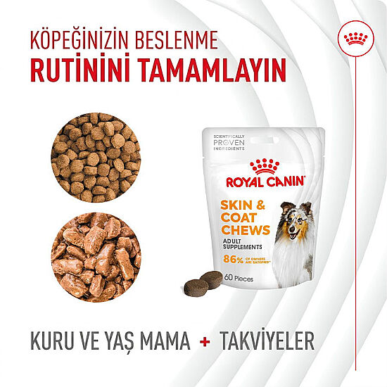 Royal Canin Chews Yetişkin Köpekler İçin Deri ve Tüy Sağlığını Destekleyici Ödül Maması 240 Gr - 6