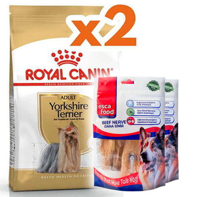Royal Canin Yorkshire Terrier Köpek Maması 1,5 Kg x 2 Adet + 2 Adet Esca Food Köpek Ödülü