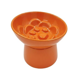 Sampaws Ayaklı Yavaş Yeme Kedi ve Köpek Mama ve Su Kabı Turuncu - Sampaws