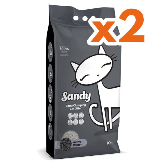 Sandy Ekstra Topaklanan Sodyum Bentonit Active Carbon Kedi Kumu 10 Kg x 2 Adet - 1