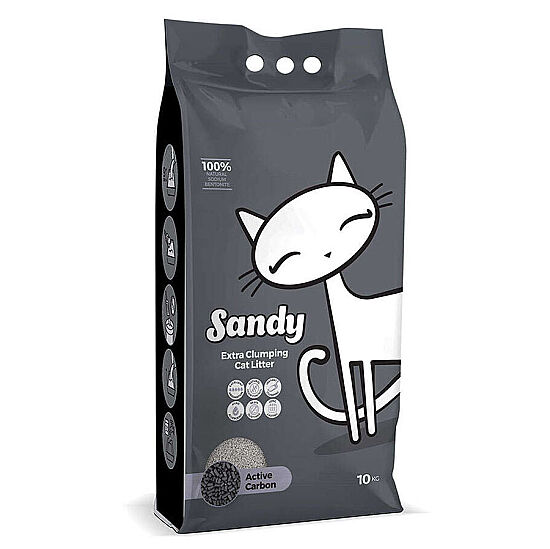 Sandy Ekstra Topaklanan Sodyum Bentonit Active Carbon Kedi Kumu 10 Kg x 2 Adet - 2