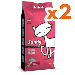 Sandy - Sandy Ekstra Topaklanan Sodyum Bentonit Bebek Pudralı Kedi Kumu 10 Kg x 2 Adet