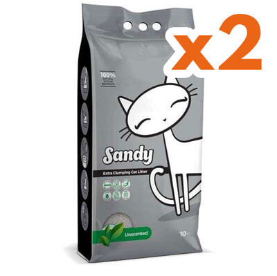 Sandy Ekstra Topaklanan Sodyum Bentonit Kokusuz Kedi Kumu 10 Kg x 2 Adet