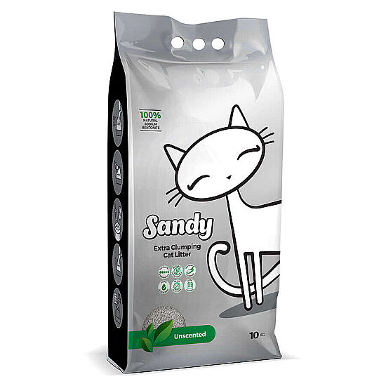 Sandy Ekstra Topaklanan Sodyum Bentonit Kokusuz Kedi Kumu 10 Kg x 2 Adet - 2