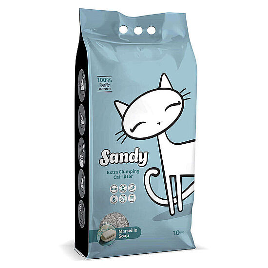 Sandy Ekstra Topaklanan Sodyum Bentonit Marsilya Sabunlu Kedi Kumu 10 Kg x 2 Adet - 2
