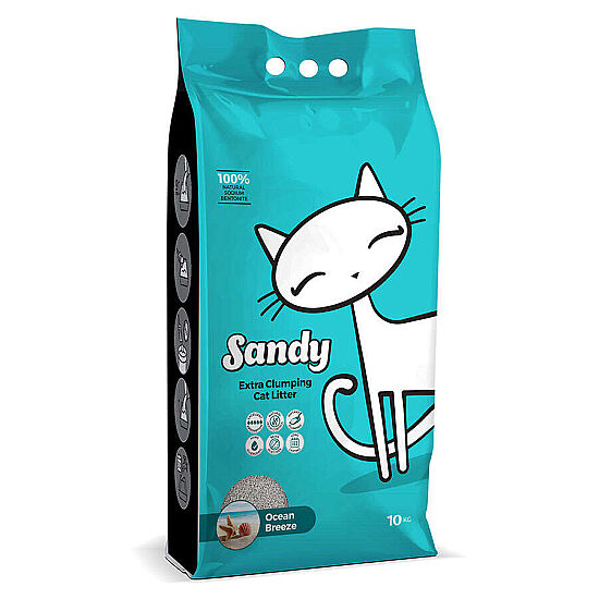 Sandy Ekstra Topaklanan Sodyum Bentonit Okyanus Esintisi Kedi Kumu 10 Kg x 2 Adet - 2