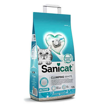 SaniCat Aktive ( Active ) Oksijenli Dezanfektan İnce Taneli Doğal Kedi Kumu 10 Lt