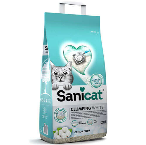 Sanicat Clumping White Cotton Fresh Oksijen Kontrol Kedi Kumu 20 Lt Kedi Kumlari Sanicat