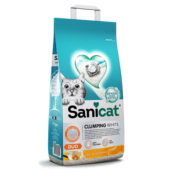 Sanicat Duo Vanilya ve Mandalin Kokulu Doğal Kedi Kumu 10 Lt - 1