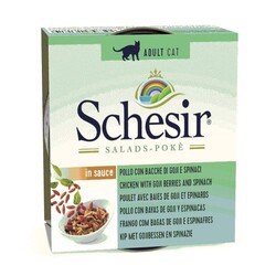Schesir - Schesir 1071810 Salads Poke Tavuklu, Gojiberry ve Ispanaklı Kedi Salatası Konservesi 85 Gr