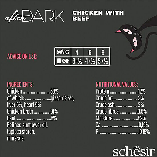 Schesir After Dark Tavuklu ve Sığır Etli Kedi Konservesi 80 Gr - 3