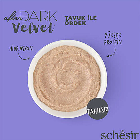 Schesir After Dark Velvet Mousse Tavuk ve Ördekli Kedi Yaş Maması 80 Gr - 4
