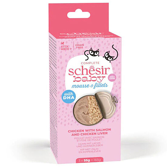 Schesir Babycat Somon ve Tavuk Ciğerli Yavru Kedi Konservesi 3 Adet x 55 Gr - 2