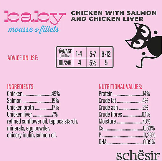 Schesir Babycat Somon ve Tavuk Ciğerli Yavru Kedi Konservesi 3 Adet x 55 Gr - 4