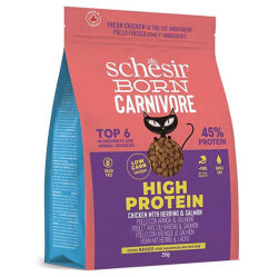 Schesir Born Carnivore Tavuklu Somonlu ve Ringa Balıklı Tahılsız Kedi Maması 255 Gr - Schesir