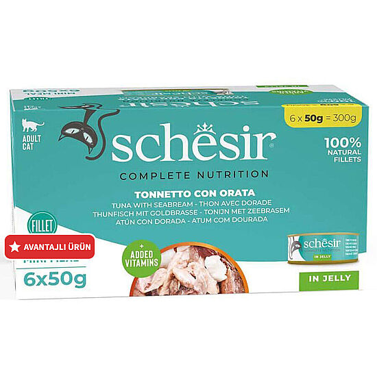 Schesir Box Ton Balığı ve Çipuralı Jöle İçinde Kedi Konservesi 6 x 50 Gr - 1