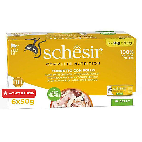 Schesir Box Ton Balıklı ve Tavuk Etli in Jelly Kedi Konservesi 6 x 50 Gr - 1