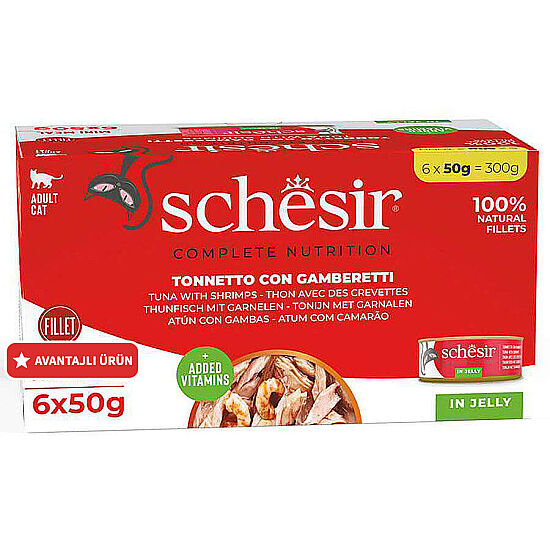 Schesir C103 Multipack Ton Balıklı ve Karides Kedi Yaş Maması 6 x 50 Gr - 6 Al 5 Öde - 1