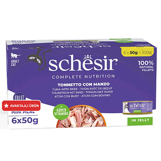 Schesir C106 Multipack Ton Balıklı ve Biftekli Kedi Yaş Maması 50 Gr - 6 Adet x 50 Gr - 1