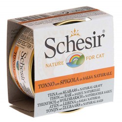 Schesir - Schesir C3004 Soslu Ton Balıklı ve Levrekli Tahılsız Kedi Konservesi 70 Gr