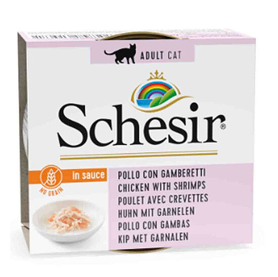 Schesir C3007 Naturel Soslu Tavuklu ve Karidesli Tahılsız Kedi Konservesi 70 Gr - 1