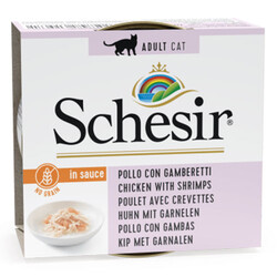 Schesir - Schesir C3007 Naturel Soslu Tavuklu ve Karidesli Tahılsız Kedi Konservesi 70 Gr