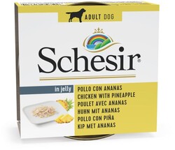Schesir - Schesir C371 Jelly Tavuk Etli ve Ananas Köpek Konservesi 150 Gr