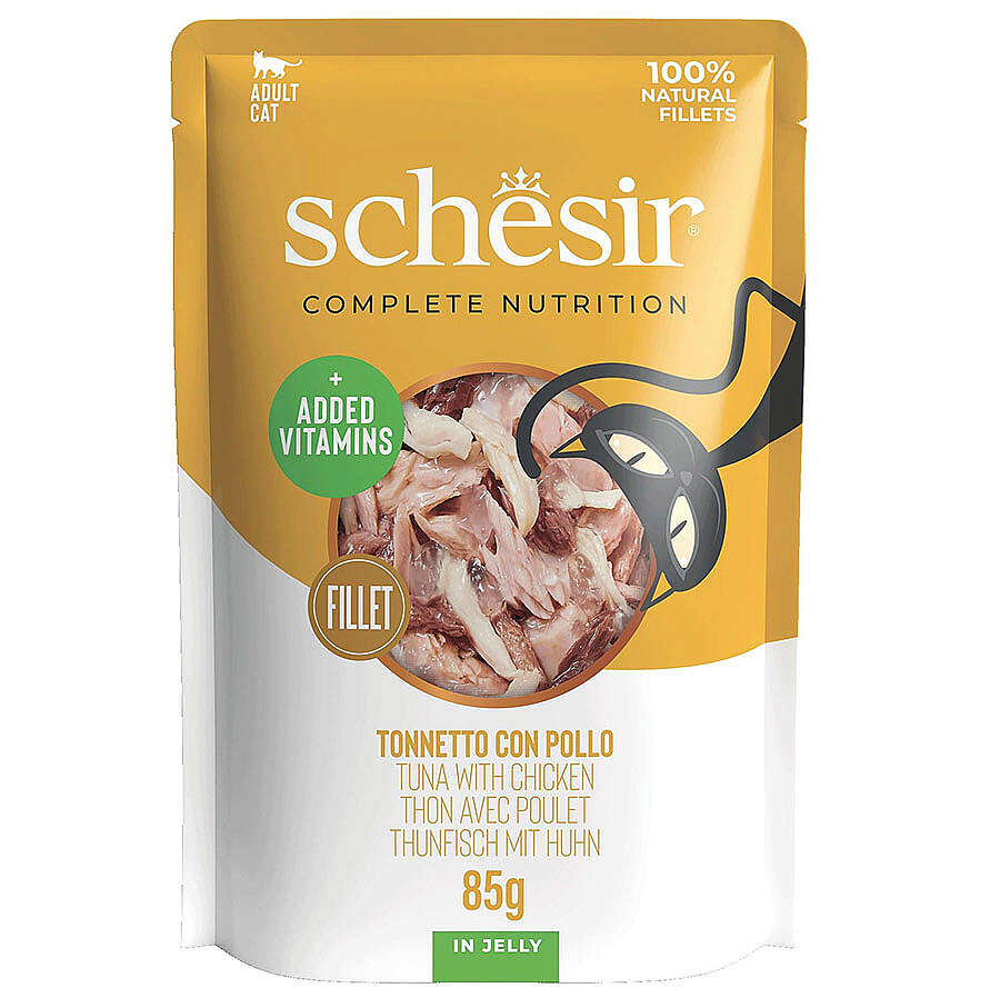 Schesir C561 Pouch Jelly Ton Balıklı ve Tavuklu Kıyılmış Kedi Yaş Maması 85 Gr