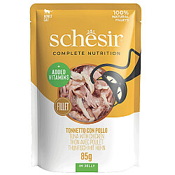 Schesir C561 Pouch Jelly Ton Balıklı ve Tavuklu Kıyılmış Kedi Yaş Maması 85 Gr - Schesir