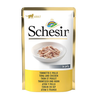 Schesir C561 Pouch Jelly Ton Balıklı ve Tavuklu Kıyılmış Kedi Yaş Maması 85 Gr