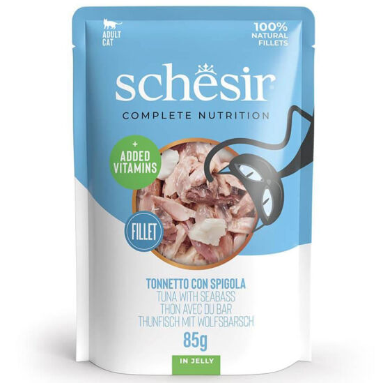 Schesir C565 Pouch Jelly Ton Balıklı ve Levrekli Kıyılmış Kedi Yaş Maması 85 Gr - 1