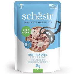 Schesir C565 Pouch Jelly Ton Balıklı ve Levrekli Kıyılmış Kedi Yaş Maması 85 Gr - Schesir