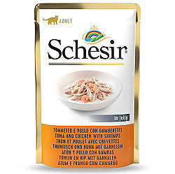 Schesir C578 Pouch Jelly Ton Balıklı Tavuk ve Karidesli Kıyılmış Kedi Yaş Maması 85 Gr - Schesir