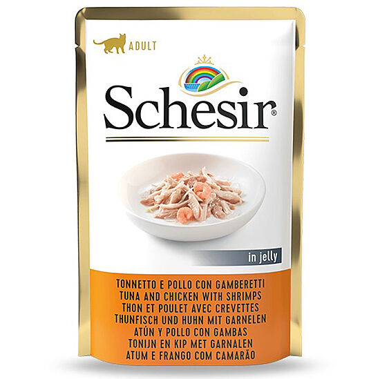 Schesir C578 Pouch Jelly Ton Balıklı Tavuk ve Karidesli Kıyılmış Kedi Yaş Maması 85 Gr - 1