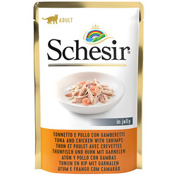 Schesir - Schesir C578 Pouch Jelly Ton Balıklı Tavuk ve Karidesli Kıyılmış Kedi Yaş Maması 85 Gr