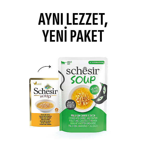 Schesir Soup Tavuklu ve Balkabaklı Tahılsız Kedi Çorbası 40 Gr - 2