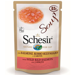 Schesir - Schesir C678 Soup Pouch Kırmızı Somon ve Havuç Kedi Çorbası 85 Gr