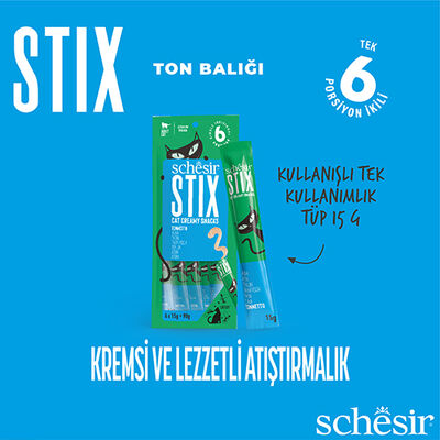 Schesir Cat Stix Ton Balıklı Krema Kedi Ödülü 6 Adet x 15 Gr